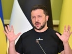 Russia-Ukraine War: Ukrainian President Volodymyr Zelensky gestures as he speaks.