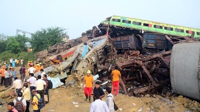 Rescue operation being conducted at the site following the recent accident where two passenger trains and a goods train collided with each other, in Balasore on Saturday. (ANI) Rescue operation being conducted at the site following the recent accident where two passenger trains and a goods train collided with each other, in Balasore on Saturday. (ANI)