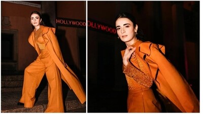 On the second day of the screening of Sanaa at the Tallin Black Nights Film Festival in Estonia, Europe the gorgeous Radhika Madan donned a chic tangerine outfit. (Instagram/@radhikamadan) On the second day of the screening of Sanaa at the Tallin Black Nights Film Festival in Estonia, Europe the gorgeous Radhika Madan donned a chic tangerine outfit. (Instagram/@radhikamadan)