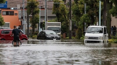 Tropical Storm Mawar In Japan: A general view shows a flooded street in Koshigaya, Saitama Prefecture. (AFP) Tropical Storm Mawar In Japan: A general view shows a flooded street in Koshigaya, Saitama Prefecture. (AFP)
