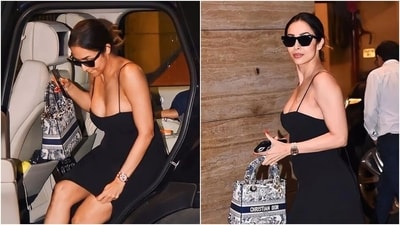 Malaika Arora nails the perfect summer look in a plunge-neck black dress with minimal makeup and sneakers. (HT Photo/Varinder Chawla) Malaika Arora nails the perfect summer look in a plunge-neck black dress with minimal makeup and sneakers. (HT Photo/Varinder Chawla)