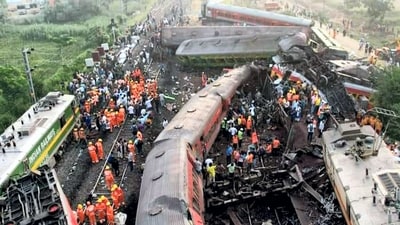 Coromandel Express, Bengaluru-Howrah Express and a goods train derailed in Odisha's Balasore on Friday. (PTI)