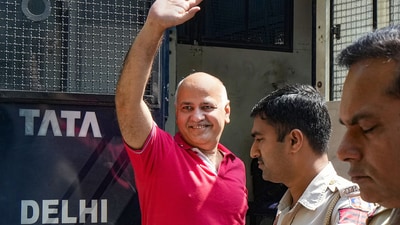 AAP leader Manish Sisodia arrives at his residence in New Delhi, Saturday, June 3, 2023. (PTI) AAP leader Manish Sisodia arrives at his residence in New Delhi, Saturday, June 3, 2023. (PTI)
