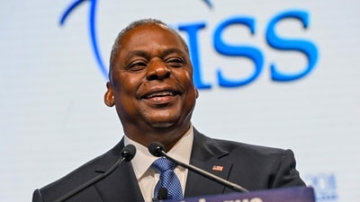 US Secretary of Defense Lloyd Austin speaks during the 20th Shangri-La Dialogue summit in Singapore. (AFP) US Secretary of Defense Lloyd Austin speaks during the 20th Shangri-La Dialogue summit in Singapore. (AFP)