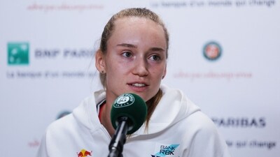 Kazakhstan's Elena Rybakina addresses a press conference (AFP) Kazakhstan's Elena Rybakina addresses a press conference (AFP)
