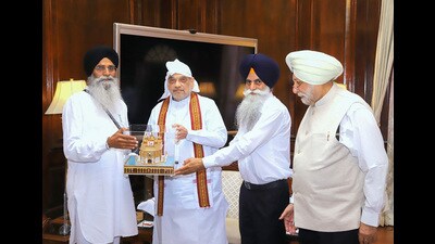 The delegation gave a representation on various issues pertaining to the functioning of gurdwaras and other SGPC matters. (PTI Photo)