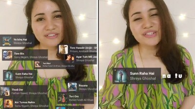 The image shows the singer who created a song using titles of Shreya Ghoshal’s tracks. (Twitter/@ramyamusic) The image shows the singer who created a song using titles of Shreya Ghoshal’s tracks. (Twitter/@ramyamusic)