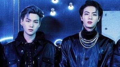Suga and Jin debuted with the rest of the BTS members in 2013. Suga and Jin debuted with the rest of the BTS members in 2013.