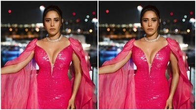 Nushrratt further accessorised her look for the day in a silver neck choker from the shelves of Karishma Joolry.&nbsp; (Instagram/@tanieyakhanuja)