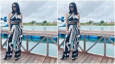 In a black beaded bracelet, black heels and tinted shades, Sunny further accessorised her travel look. "Cute travel outfit," Sunny captioned her pictures.&nbsp; (Instagram/@sunnyleone)