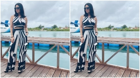In a black beaded bracelet, black heels and tinted shades, Sunny further accessorised her travel look. "Cute travel outfit," Sunny captioned her pictures.&nbsp;(Instagram/@sunnyleone)