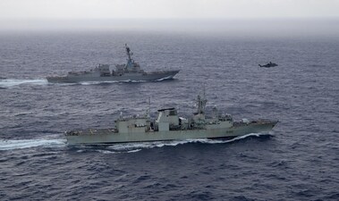 US and Canadian navies on Saturday were conducting a joint exercise in the strait. (Reuters) US and Canadian navies on Saturday were conducting a joint exercise in the strait. (Reuters)