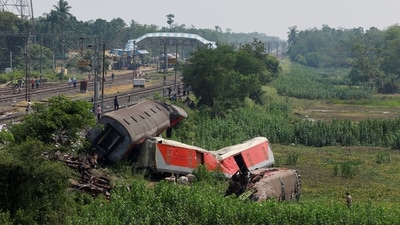 A view shows damaged coaches at the site of a train collision following the accident in Balasore district in Odisha. (Reuters)