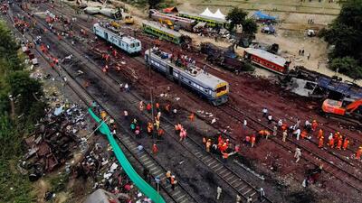 Restoration work underway at Odisha’s Balasore district on Sunday. (PTI) Restoration work underway at Odisha’s Balasore district on Sunday. (PTI)