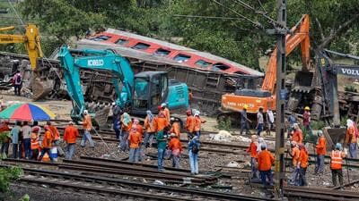Restoration work underway at Odisha’s Balasore on Sunday. (Reuters) Restoration work underway at Odisha’s Balasore on Sunday. (Reuters)