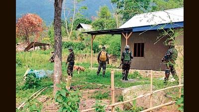 Security personnel during a combing operation in a violence-hit area. (ANI) Security personnel during a combing operation in a violence-hit area. (ANI)