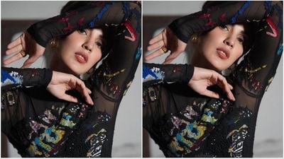 Rhea added the perfect finishing touches to her look with golden hoop earrings, golden statement rings on her fingers, and a pair of chic black boots. (Instagram/@rhea_chakraborty) Rhea added the perfect finishing touches to her look with golden hoop earrings, golden statement rings on her fingers, and a pair of chic black boots. (Instagram/@rhea_chakraborty)