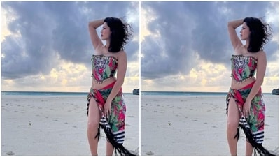 Sunny played muse to fashion designer Dimple Shroff and picked a multicoloured beach ensemble to match the vacay vibes. (Instagram/@sunnyleone) Sunny played muse to fashion designer Dimple Shroff and picked a multicoloured beach ensemble to match the vacay vibes. (Instagram/@sunnyleone)