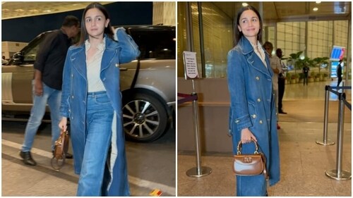 Alia Bhatt in a denim on denim outfit at the airport. (HT Photo/Varinder Chawla) Alia Bhatt in a denim on denim outfit at the airport. (HT Photo/Varinder Chawla)