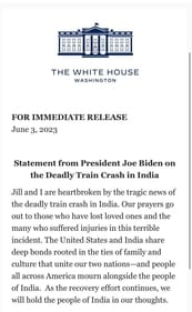 US President Joe Biden condoles the tragic accident. US President Joe Biden condoles the tragic accident.
