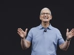 Tim Cook, chief executive officer of Apple Inc., during the Apple Worldwide Developers Conference at Apple Park campus in Cupertino, California, US, on Monday, June 5, 2023. (Philip Pacheco/Bloomberg)