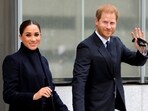 FILE PHOTO: Britain's Prince Harry and Meghan, Duke and Duchess of Sussex, wave as they visit One World Trade Center in Manhattan, New York City, U.S., September 23, 2021.