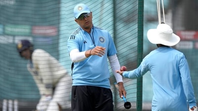 India's head coach Rahul Dravid during a training session at The Oval cricket ground in London (AP) India's head coach Rahul Dravid during a training session at The Oval cricket ground in London (AP)