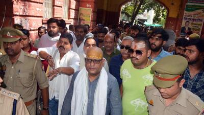 Congress leader Ajay Rai outside court in Varanasi after the verdict against Mukhtar Ansari on Monday. (ANI PHOTO)