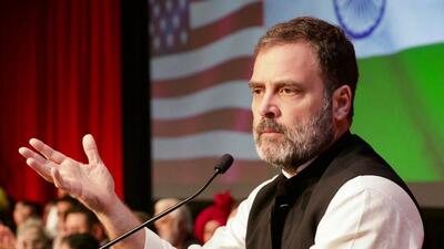 Congress leader Rahul Gandhi addresses Indian diaspora at an event in New York. (PTI) Congress leader Rahul Gandhi addresses Indian diaspora at an event in New York. (PTI)