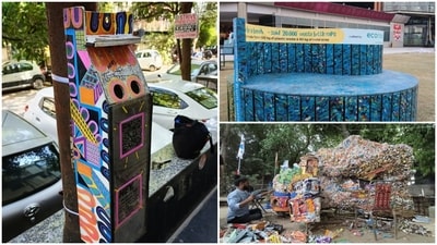 Delhiites are finding innovative and productive ways to convert plastic waste into benches, ashtrays and artworks.