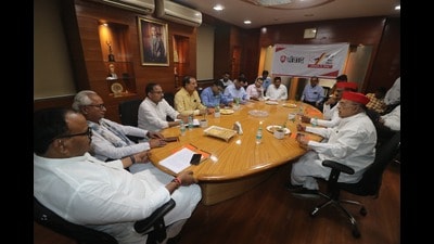 Dy-CM Brajesh Pathak at the programme organised in Lucknow on Monday (HT Photo)