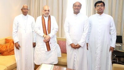 "During my visit to Kochi met Archbishop of Thrissur Andrews Thazhath, Fr Renny Mundenkurian and Fr Alex Maprani," Shah tweeted with a photograph of the meeting.