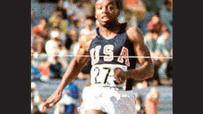 Jim Hines in the 1968 Mexico Olympic Games. (AFP)