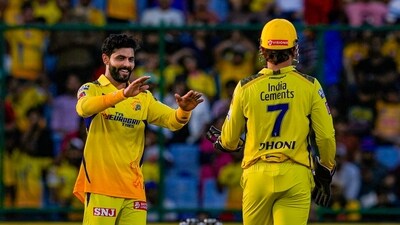 Ravindra Jadeja celebrates with MS Dhoni after picking a wicket during IPL 2023 encounter (PTI) Ravindra Jadeja celebrates with MS Dhoni after picking a wicket during IPL 2023 encounter (PTI)