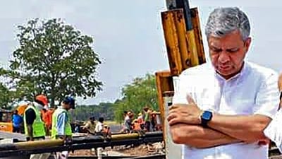 Railways minister Ashwini Vaishnaw oversees restoration work at the site of the accident involving three trains, near Bahanaga Bazar railway station in Balasore district. (PTI) Railways minister Ashwini Vaishnaw oversees restoration work at the site of the accident involving three trains, near Bahanaga Bazar railway station in Balasore district. (PTI)