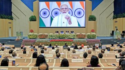 Prime Minister Narendra Modi virtually addresses an event celebrating World Environment Day, in New Delhi on Monday. (ANI) Prime Minister Narendra Modi virtually addresses an event celebrating World Environment Day, in New Delhi on Monday. (ANI)