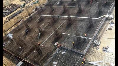 The construction of the Jewar airport at full swing. (HT Photo)