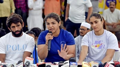 Wrestlers confirmed meeting Amit Shah at his residence on Saturday night without revealing details of what happened. Wrestlers confirmed meeting Amit Shah at his residence on Saturday night without revealing details of what happened.