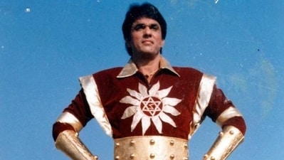Mukesh Khanna as Shaktimaan from his TV show. Mukesh Khanna as Shaktimaan from his TV show.