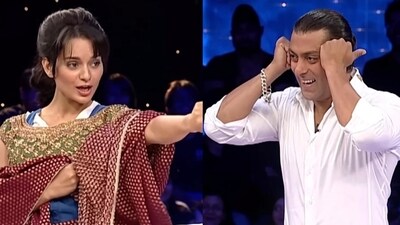 Kangana Ranaut and Salman Khan on Dus Ka Dum. Kangana Ranaut and Salman Khan on Dus Ka Dum.