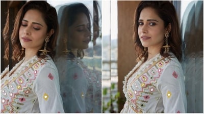 With the expertise of makeup artist Shefali Sharma, Nushratt flaunted a makeup look featuring nude eyeshadow, winged eyeliner, mascara-coated lashes, contoured cheeks, and a touch of nude lipstick. (Instagram/@nushrrattbharuccha) With the expertise of makeup artist Shefali Sharma, Nushratt flaunted a makeup look featuring nude eyeshadow, winged eyeliner, mascara-coated lashes, contoured cheeks, and a touch of nude lipstick. (Instagram/@nushrrattbharuccha)