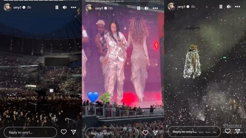 Beyonce and her daughter perform in London. Beyonce and her daughter perform in London.