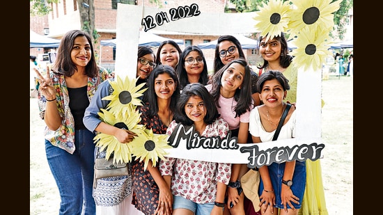 Students of Miranda House were elated after their college was announced as No 1 for seventh year in a row. (Photo: Shantanu Bhattacharya/HT (For representational purposes only))