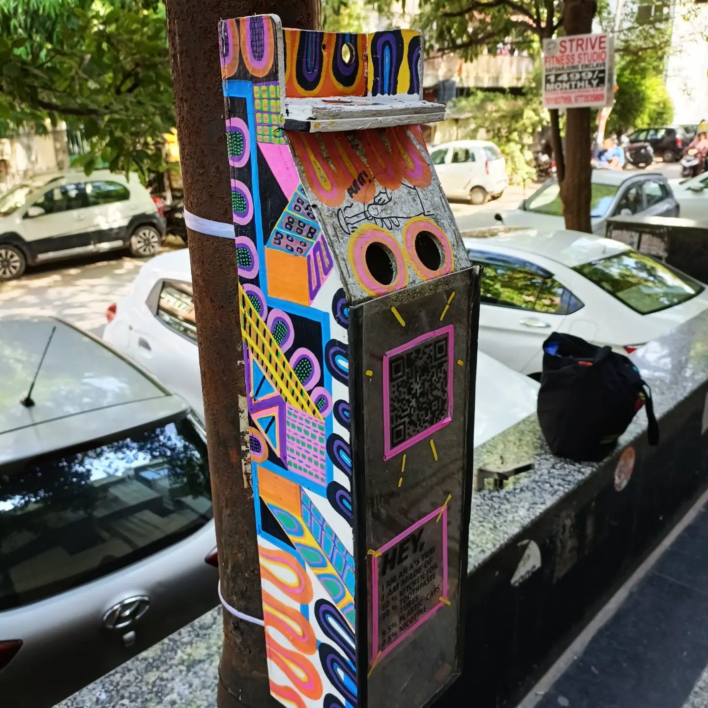 An ashtray made out of plastic waste has been recently installed in Safdarjung Enclave.