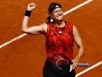 Czech Republic's Karolina Muchova celebrates winning her quarter final match against Russia's Anastasia Pavlyuchenkova