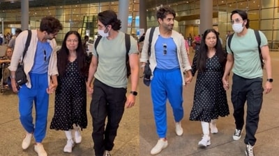 Aparshakti Khurana and Ayushmann Khurrana with their mother. Aparshakti Khurana and Ayushmann Khurrana with their mother.