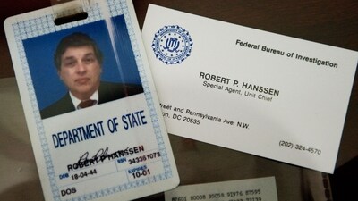 The identification and business card of former FBI agent Robert Hanssen. (AFP) The identification and business card of former FBI agent Robert Hanssen. (AFP)