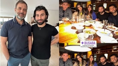 Orhan Awatramani with Rahul Gandhi in London (L). Orhan with Nysa Devgan and others. Orhan Awatramani with Rahul Gandhi in London (L). Orhan with Nysa Devgan and others.