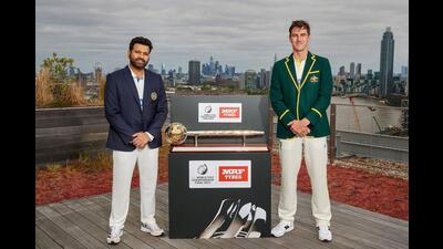 Rohit Sharma and Australian skipper Pat Cummins ahead of the World Test Cricket Championship in London on Tuesday. (PTI) Rohit Sharma and Australian skipper Pat Cummins ahead of the World Test Cricket Championship in London on Tuesday. (PTI)