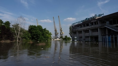 Streets are flooded in Kherson after the Kakhovka dam was blown up overnight. (AP) Streets are flooded in Kherson after the Kakhovka dam was blown up overnight. (AP)